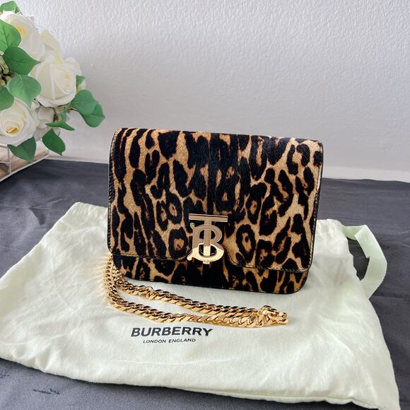 Burberry TB Flap Chain Bag Printed Calf Hair Small - Picture 1 of 12